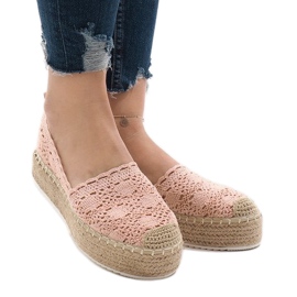 Rózsaszín cipők espadrilles a 7801-P platformon 1