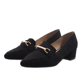 Fekete velúr magas sarkú cipő 7078-P 2