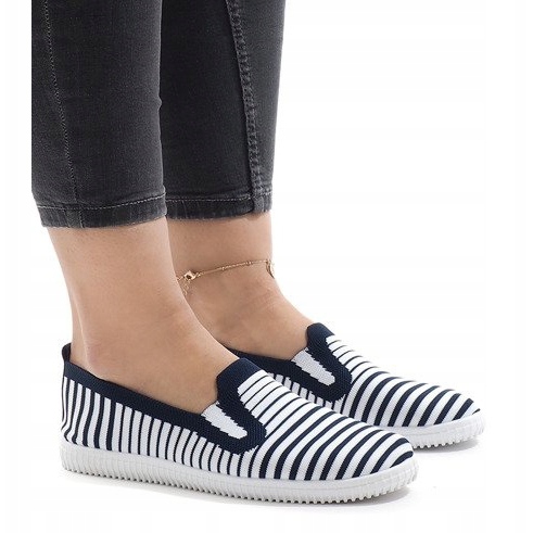 XJ-2909 sötétkék csíkos cipők fehér 1