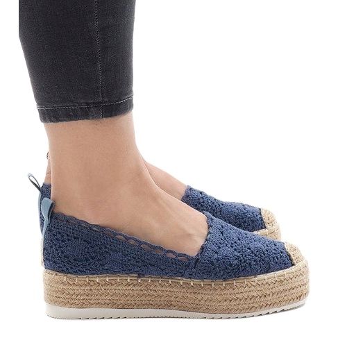 Kék espadrilles cipők a 7801-P platformon 1