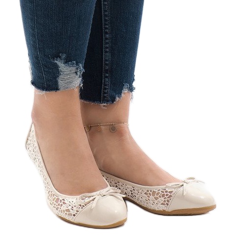 Bézs áttört balerinák 98-5y 1 Bézs áttört balerinák 98-5y 1