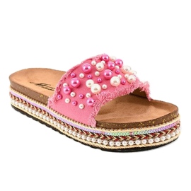 Rózsaszín díszítésű papucs 1035 gyöngy 1