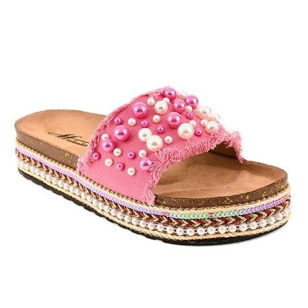 Rózsaszín díszítésű papucs 1035 gyöngy 1