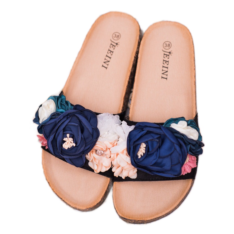 SHELOVET Fekete papucs négyzetekkel 2