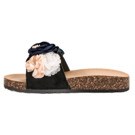 SHELOVET Fekete papucs négyzetekkel 1