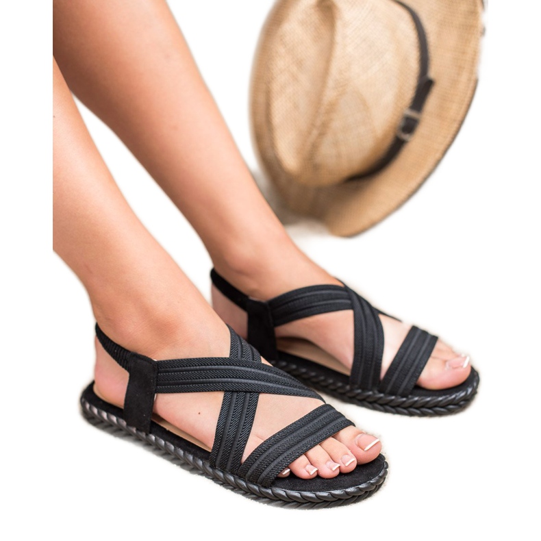 SHELOVET Kényelmes női szandál fekete 1