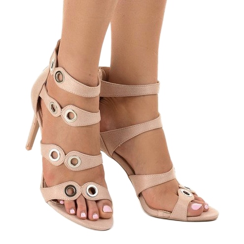 Bézs velúr magas sarkú cipő 0631-3 2