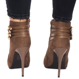 Csizma magas sarkú velúr YS20-1 Khaki 1