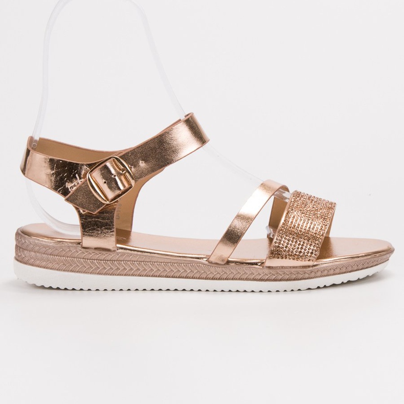 SHELOVET Divatos szandál köbös cirkóniummal rózsaszín sárga 2