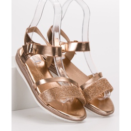 SHELOVET Divatos szandál köbös cirkóniummal rózsaszín sárga 1