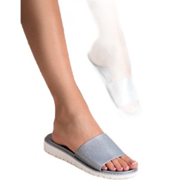 Fashion Divatos fényes papucs szürke 1