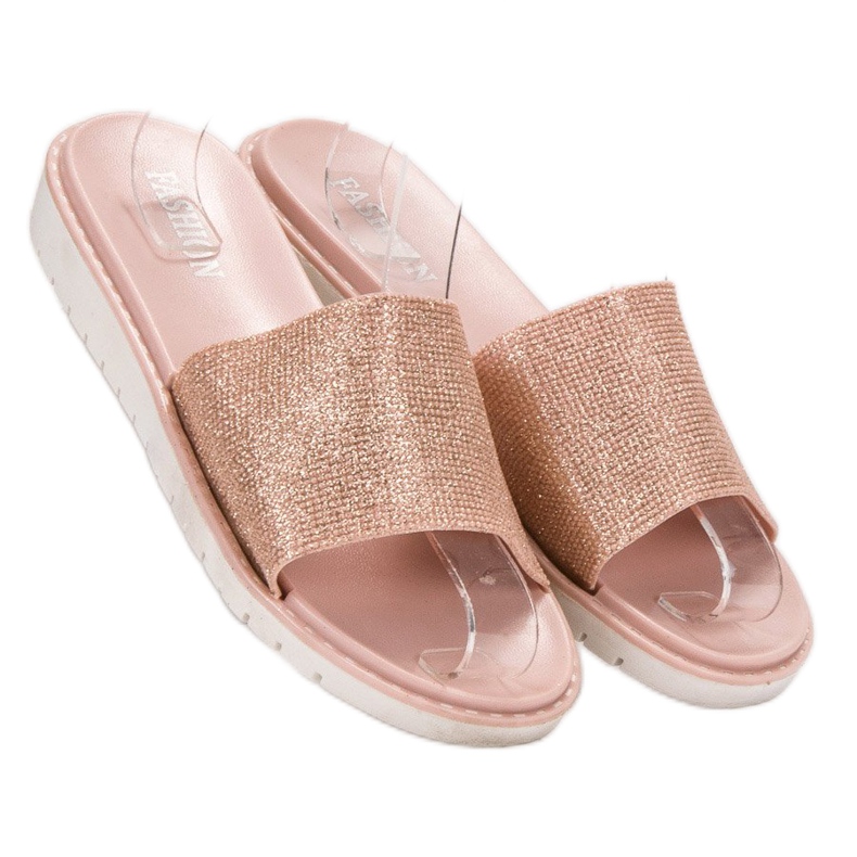 Fashion Divatos fényes papucs barna 1