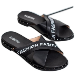 SHELOVET Fekete divatpapucs 1