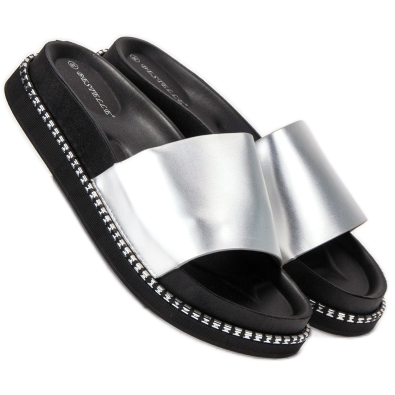 Bestelle Női ezüst papucs szürke 2