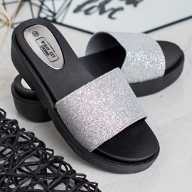 SHELOVET Gumi ék papucs szürke 1