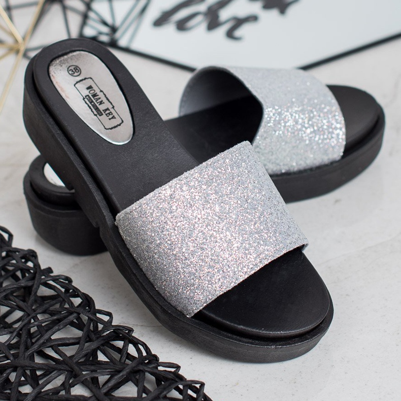 SHELOVET Gumi ék papucs szürke 1