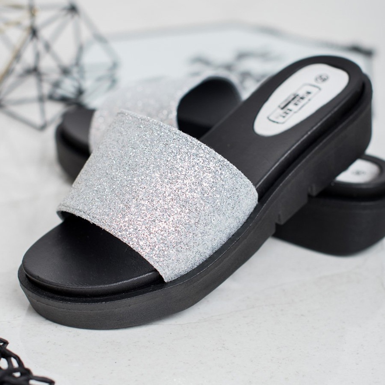 SHELOVET Gumi ék papucs szürke 2