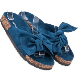 Bona Velúr papucs íjjal kék 2