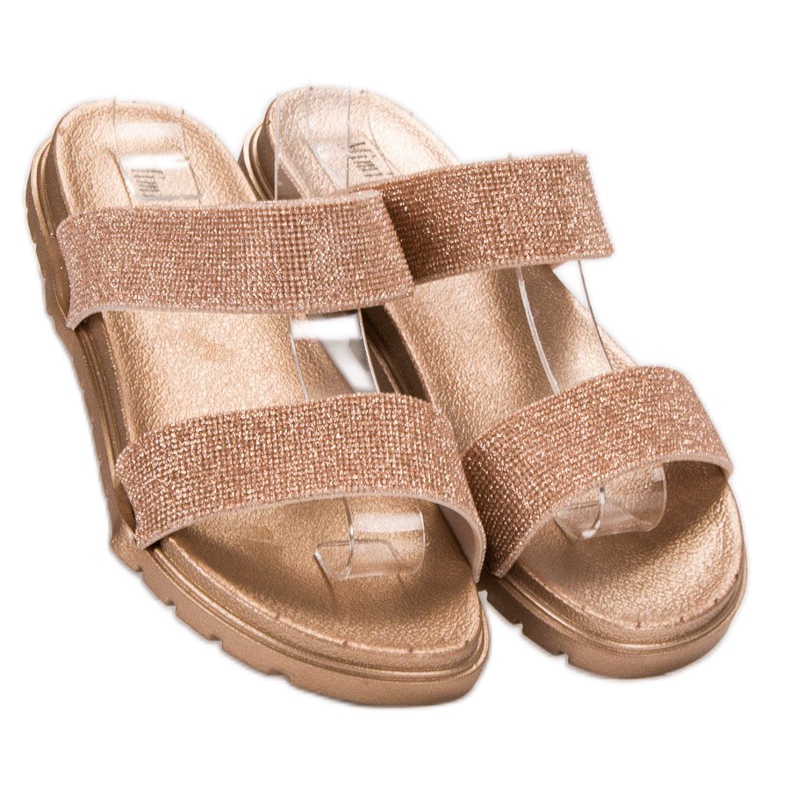 SHELOVET Gumi papucs csillogással sárga 1