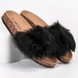 Bona Papucs szőrmével fekete 1