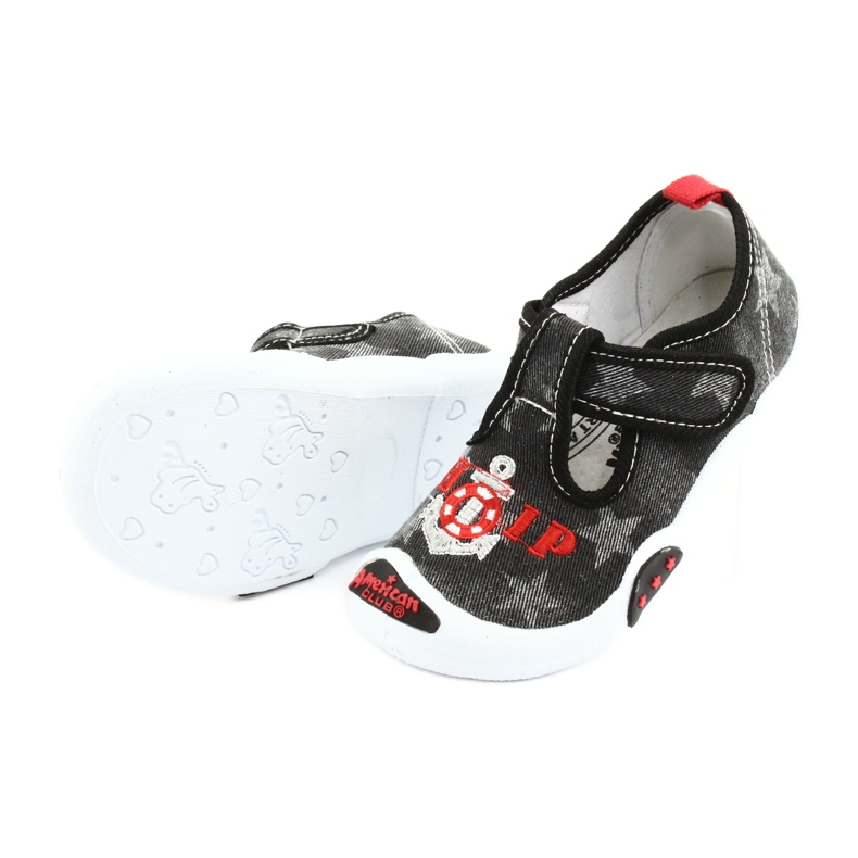 American Club Gyermek cipők bőrbetét TEN12 fekete piros szürke 5