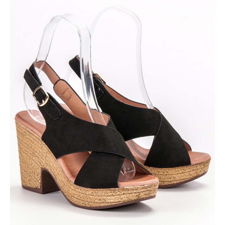 Anesia Paris Könnyű, magas sarkú szandál fekete 1