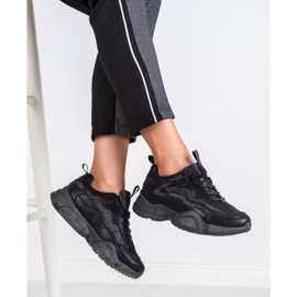 SHELOVET Csillogó cipők fekete 2