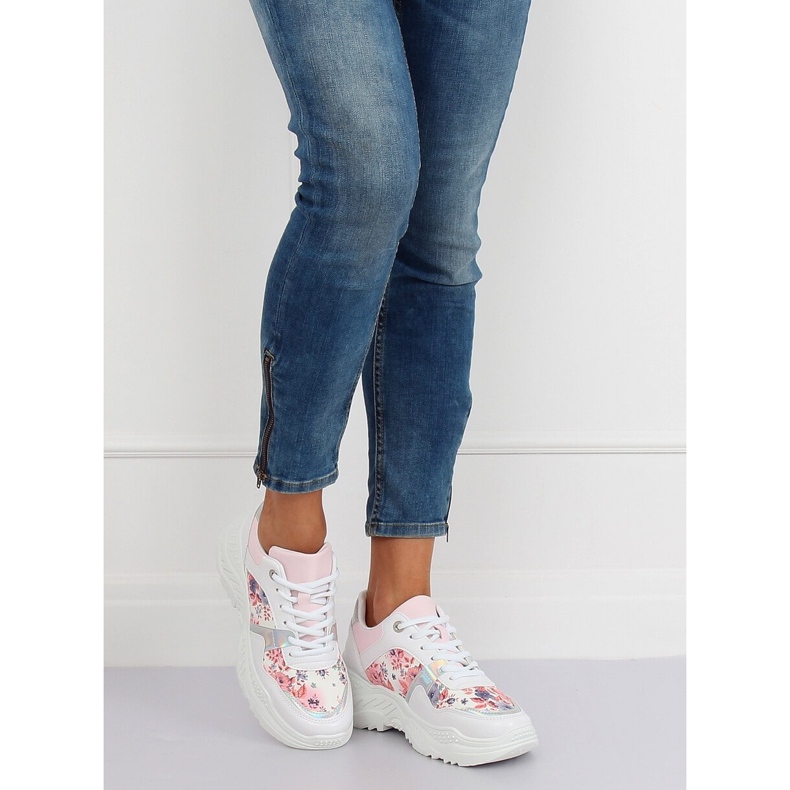 Fehér virágú sportcipő 3002 FEHÉR / VIRÁG Piros 2