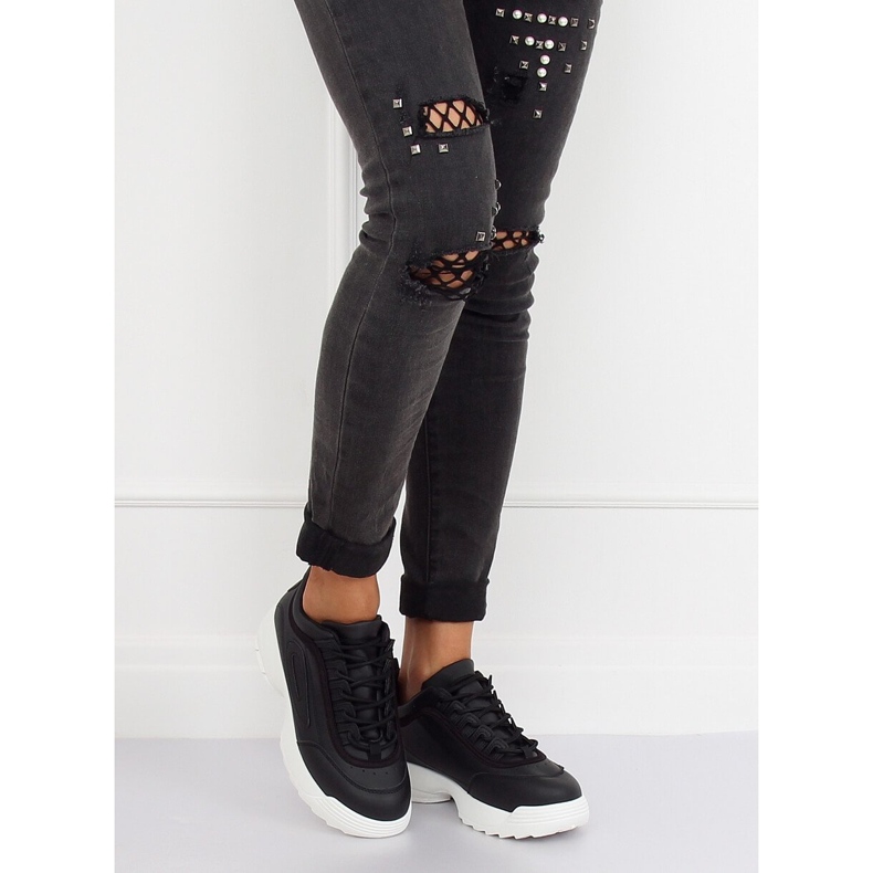 Fekete sportcipő D1909 FEKETE / FEHÉR 1