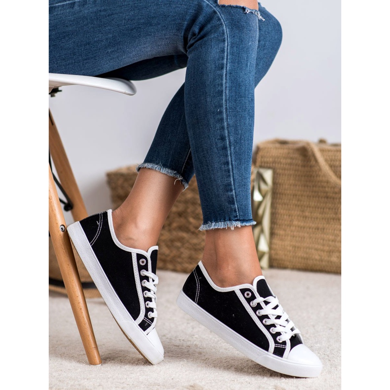 SHELOVET Alacsony női cipők fehér fekete 1