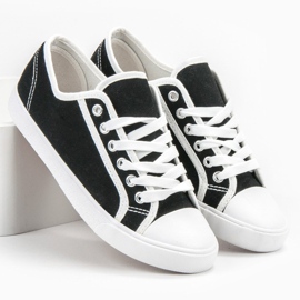 SHELOVET Alacsony női cipők fehér fekete 2