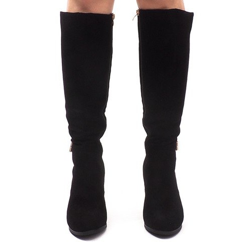 Velúr csizma egy bárban KSL008 fekete 2