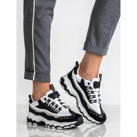 Small Swan Cipők csillogással fehér fekete 1