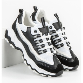 Small Swan Cipők csillogással fehér fekete 2