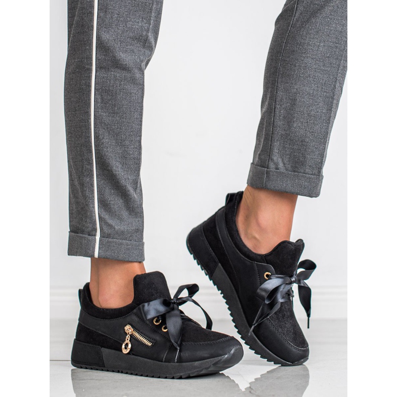 SHELOVET Brokát cipő fekete 1