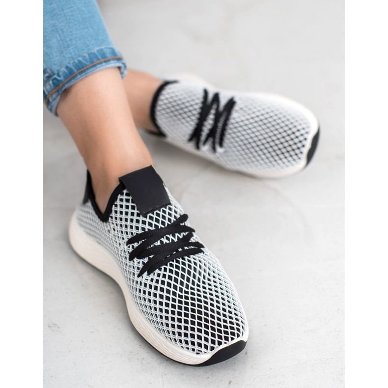 SHELOVET Divatos csúsztatható cipő fehér fekete 2