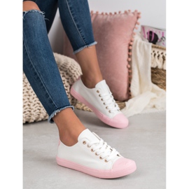 SHELOVET Kétszínű cipők fehér rózsaszín 1