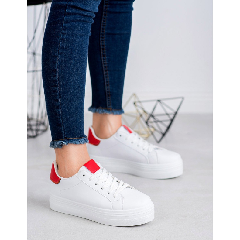 SHELOVET Divatos sportcipő fehér piros 2