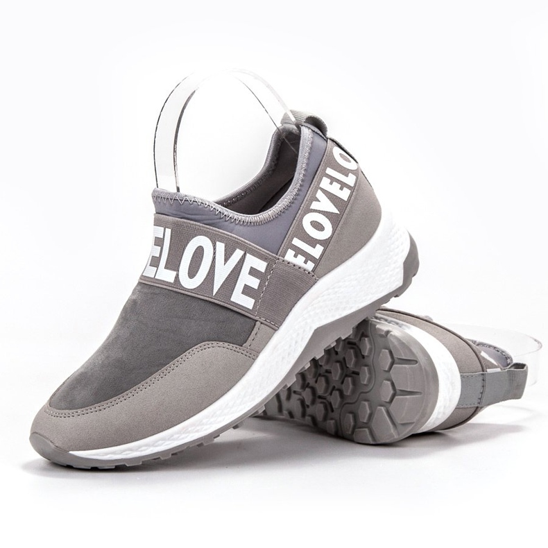 SHELOVET Csúsztatható velúr cipő szürke 2