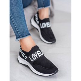 SHELOVET Csúsztatható velúr cipő fekete 2