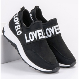 SHELOVET Csúsztatható velúr cipő fekete 1