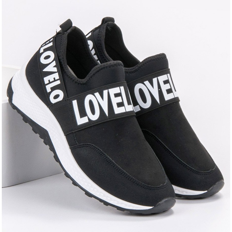 SHELOVET Csúsztatható velúr cipő fekete 1