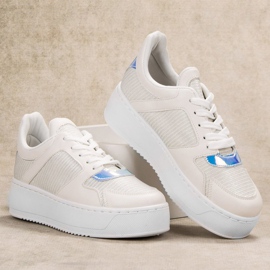 Ideal Shoes Cipők csillogással fehér 1