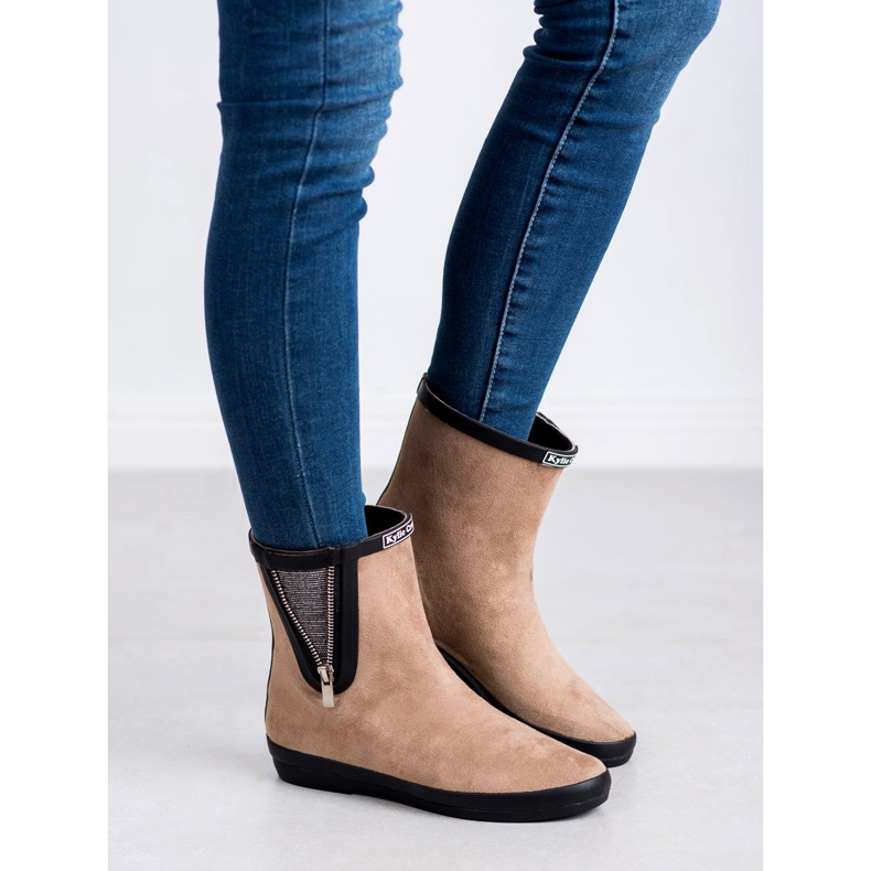Kylie Suede galoshes dekoratív cipzárral bézs 1