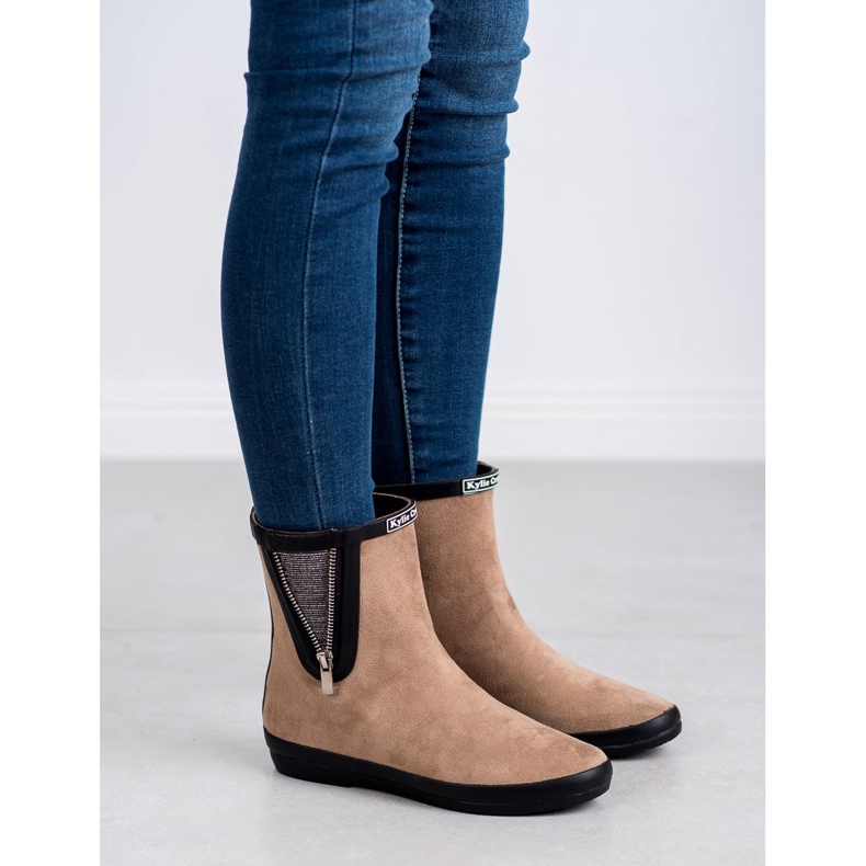 Kylie Suede galoshes dekoratív cipzárral bézs 2