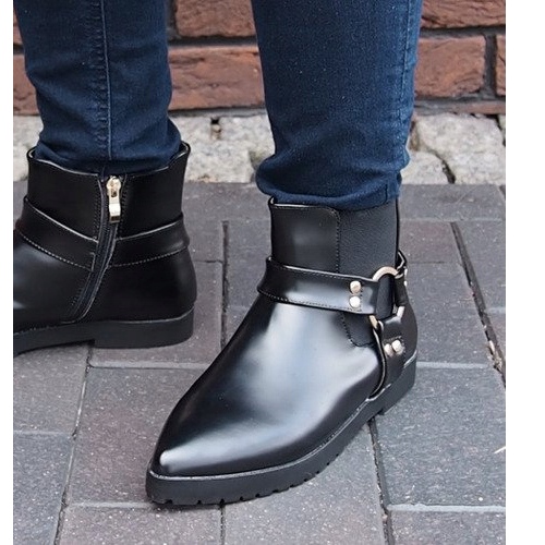 Meleg, elegáns csizma HW14 Fekete csattal 1 Meleg, elegáns csizma HW14 Fekete csattal 1