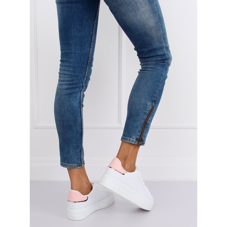 Cipők magas talpon fehér és rózsaszín B0-31 WHITE / PINK 1