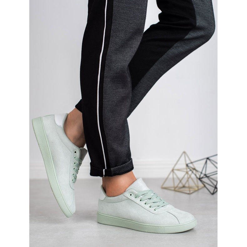 Ideal Shoes Menta fűzős cipő zöld 2