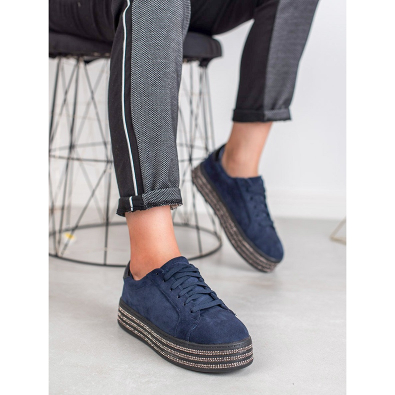 Bestelle Velúr sportcipő sötétkék 1