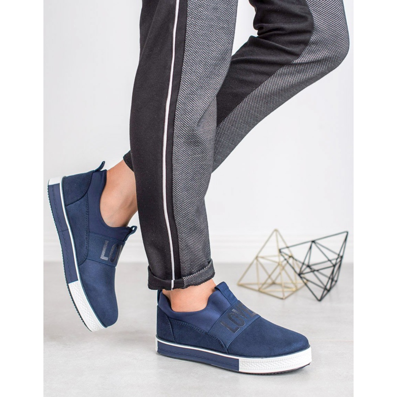 SHELOVET Velúr Slip-On cipő kék zöld 1